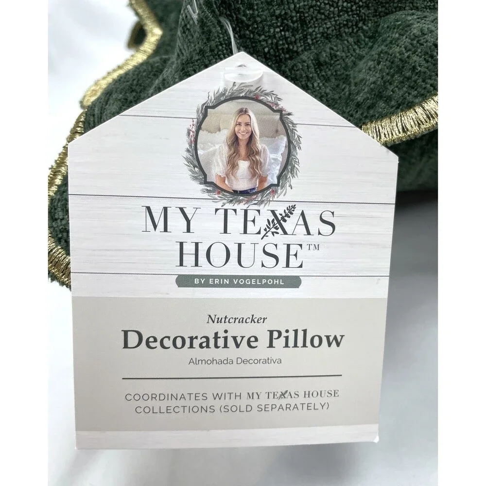 My Texas House Green‎ Nutcraker Christmas Decorative Holiday Throw Pillow 18x18